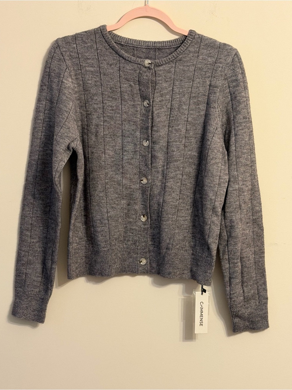 Commense Gray Button-Front Cable Cardigan - Picture 3 of 4